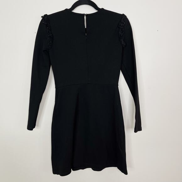 Kate Spade Lace Yoke Ponte Long Sleeve Dress Black XSmall XS Keyhole Back - Picture 2 of 10